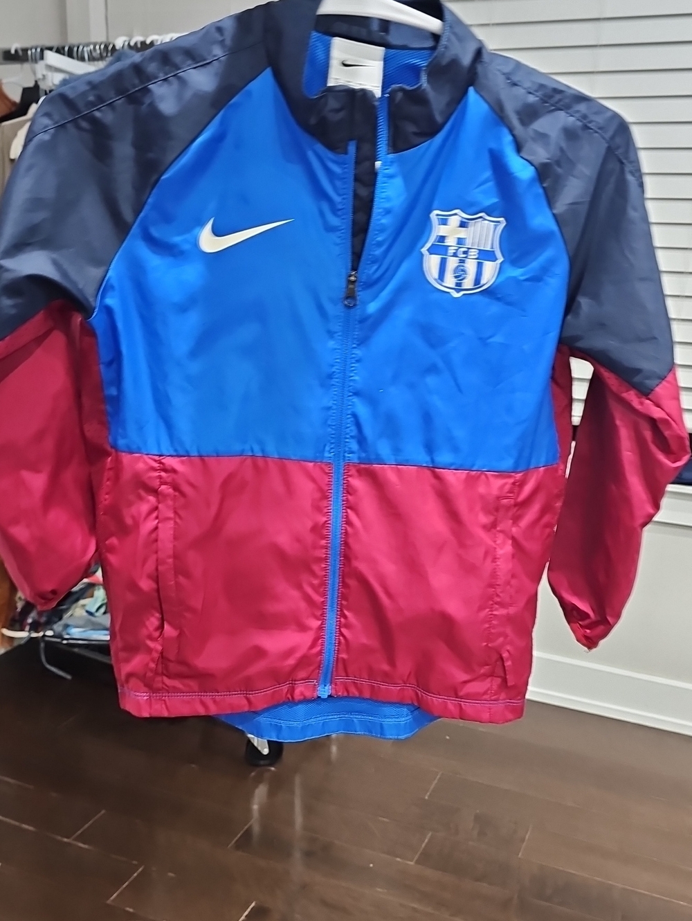 Authentic Nike Kids Barcelona Colorblock Jacket - Blue, Maroon & Navy